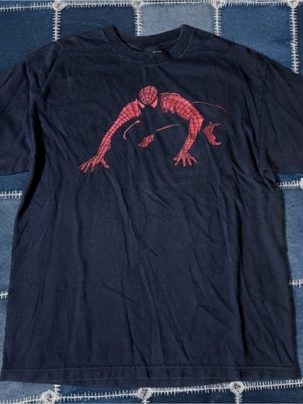 Black Spider-Man Graphic Tee with Red Print